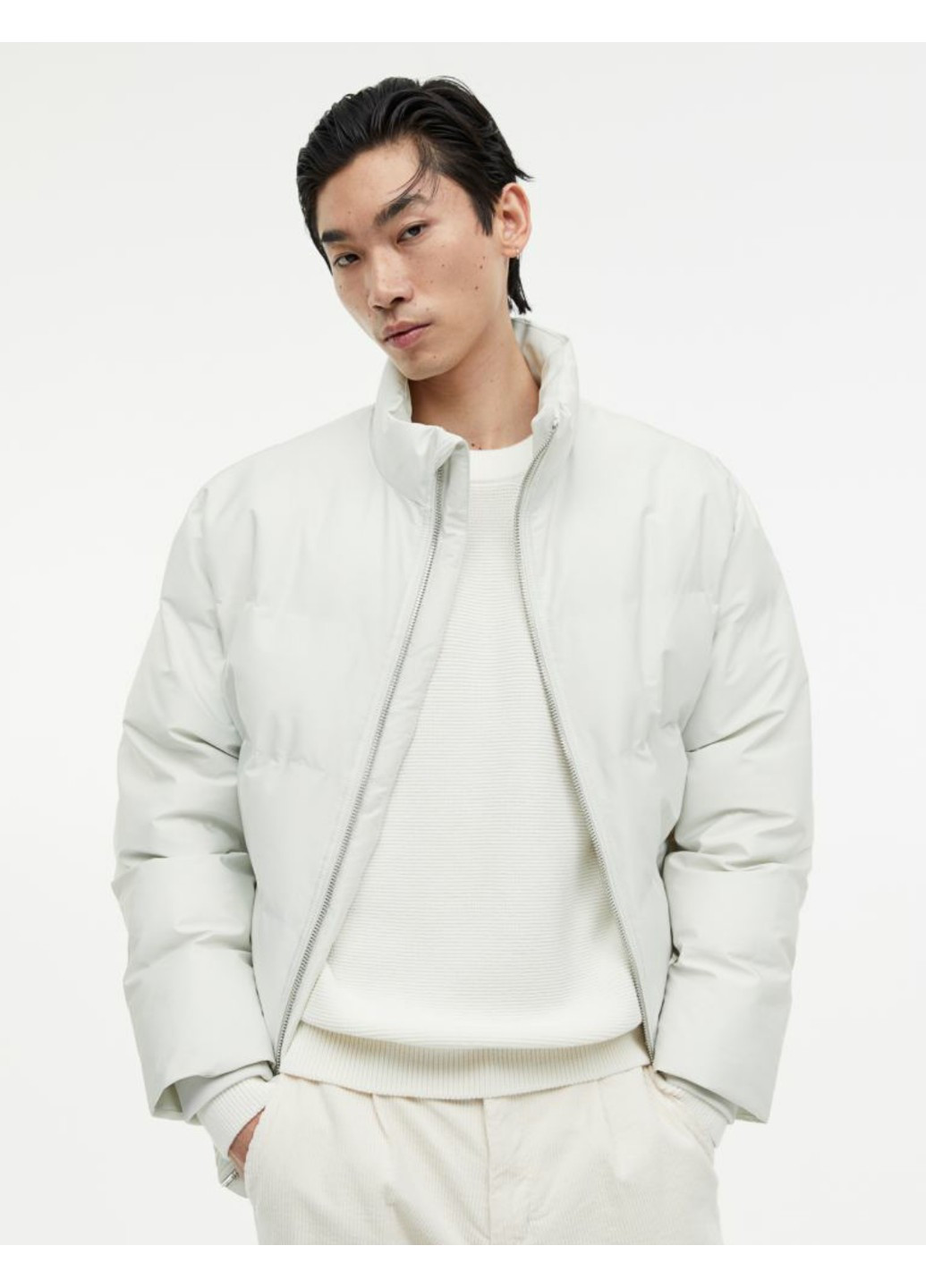 Белая демисезонная мужская куртка regular fit (56347) m белая H&M