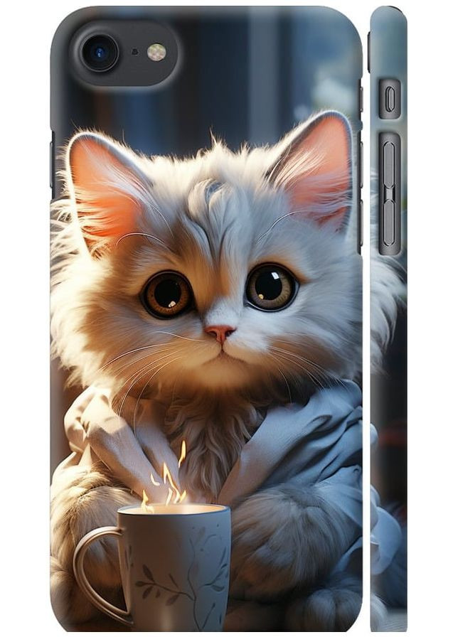 3D пластиковий глянцевий чохол 'Білий кіт' для Endorphone apple iphone se 2020 (265395330)
