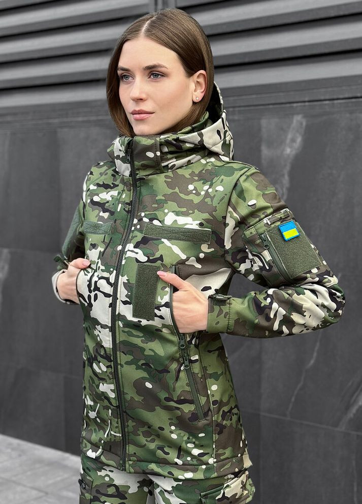 Оливковая (хаки) демисезонная куртка motive военная женская мультикам Pobedov