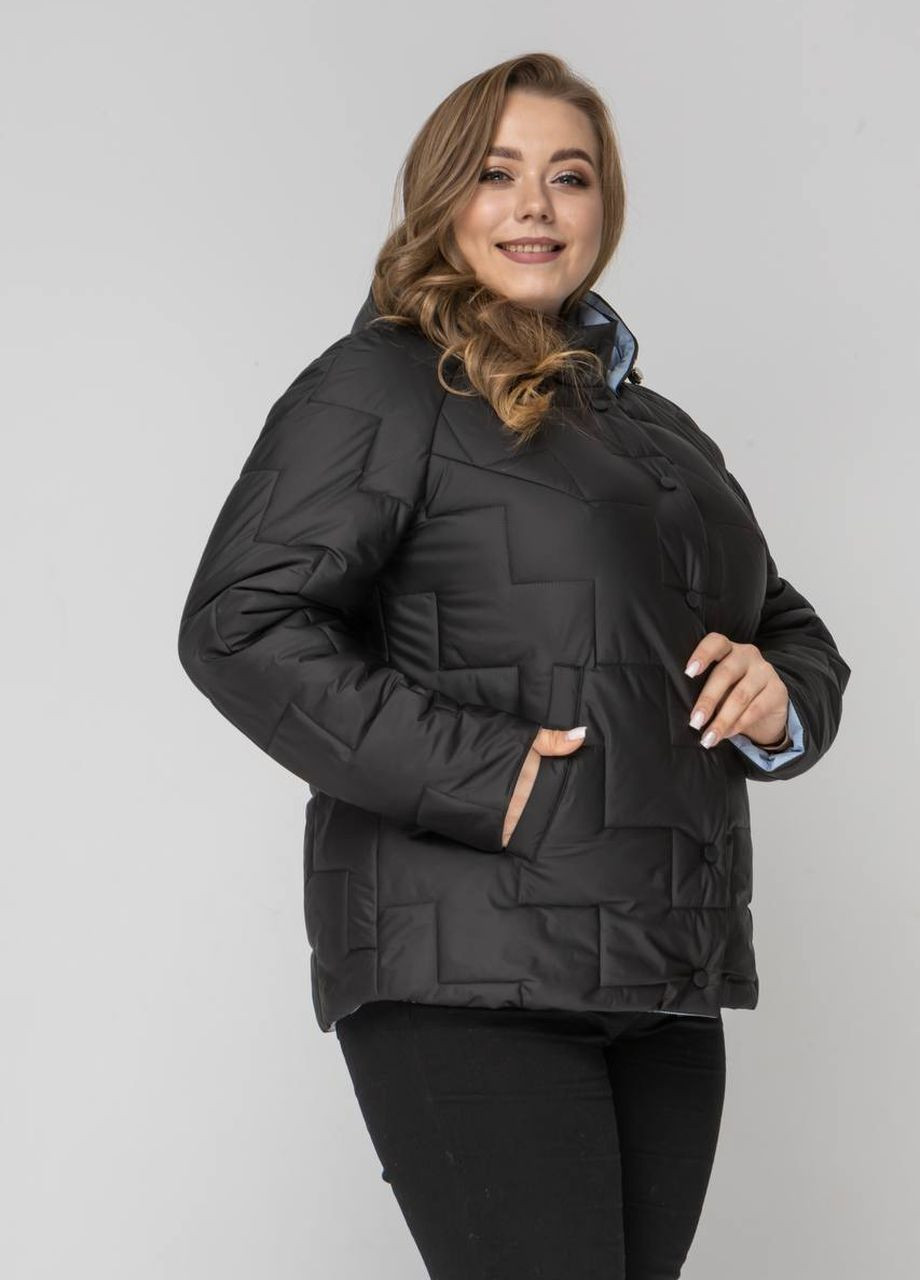 Чорна демісезонна весняна жіноча куртка великого розміру SK