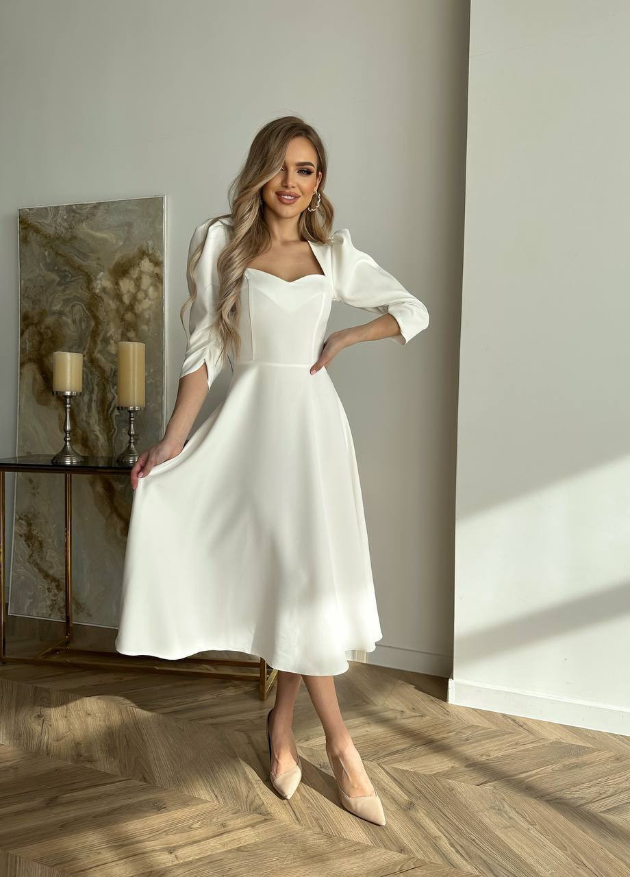 Білий вечірня сукня кльош Garna однотонна