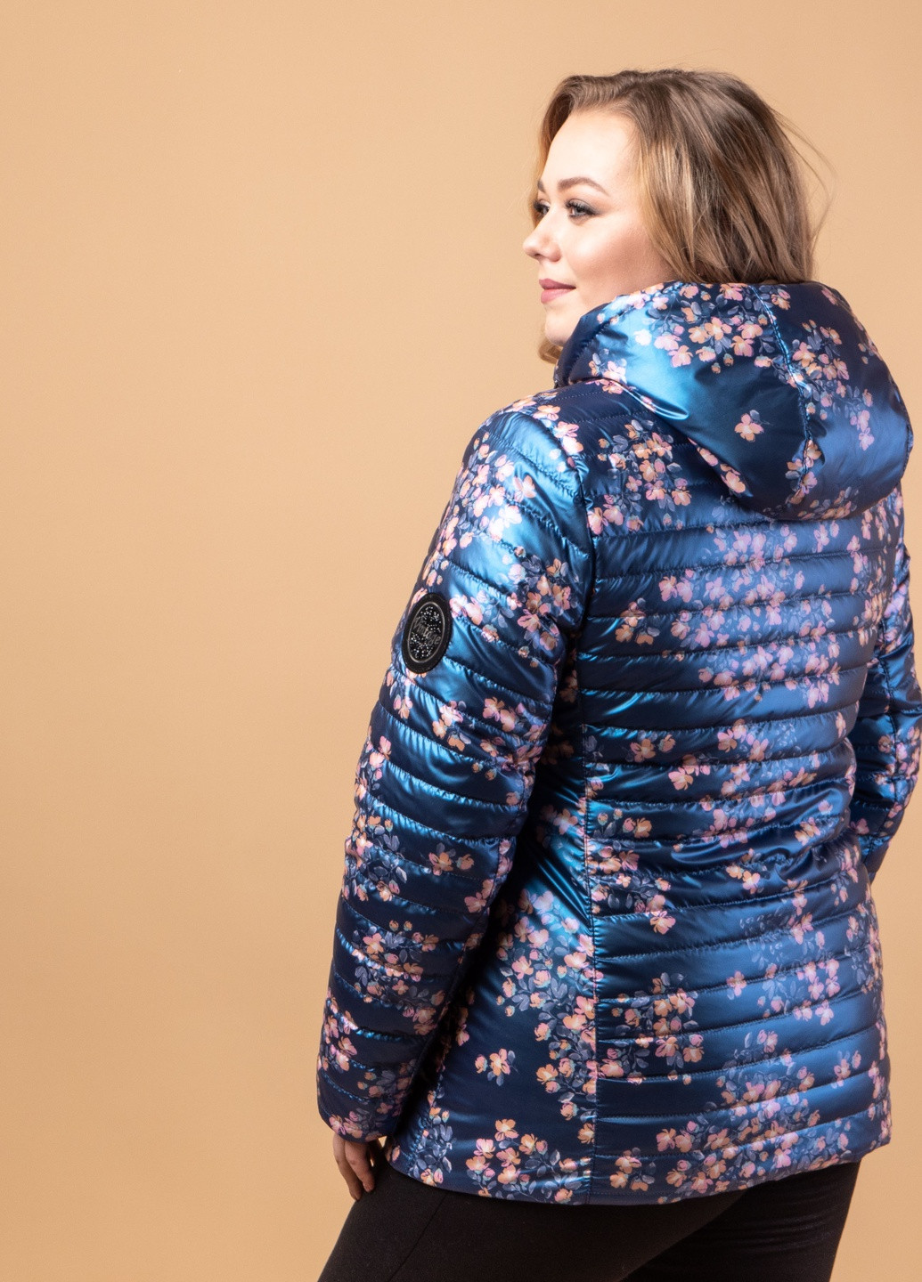 Синя демісезонна куртка осіння жіноча великого розміру SK