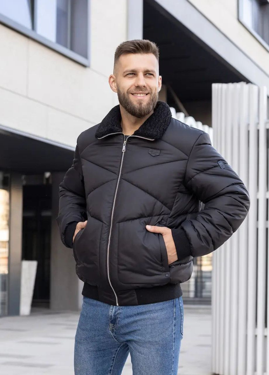 Чорна зимня чоловіча куртка великого розміру зимова SK