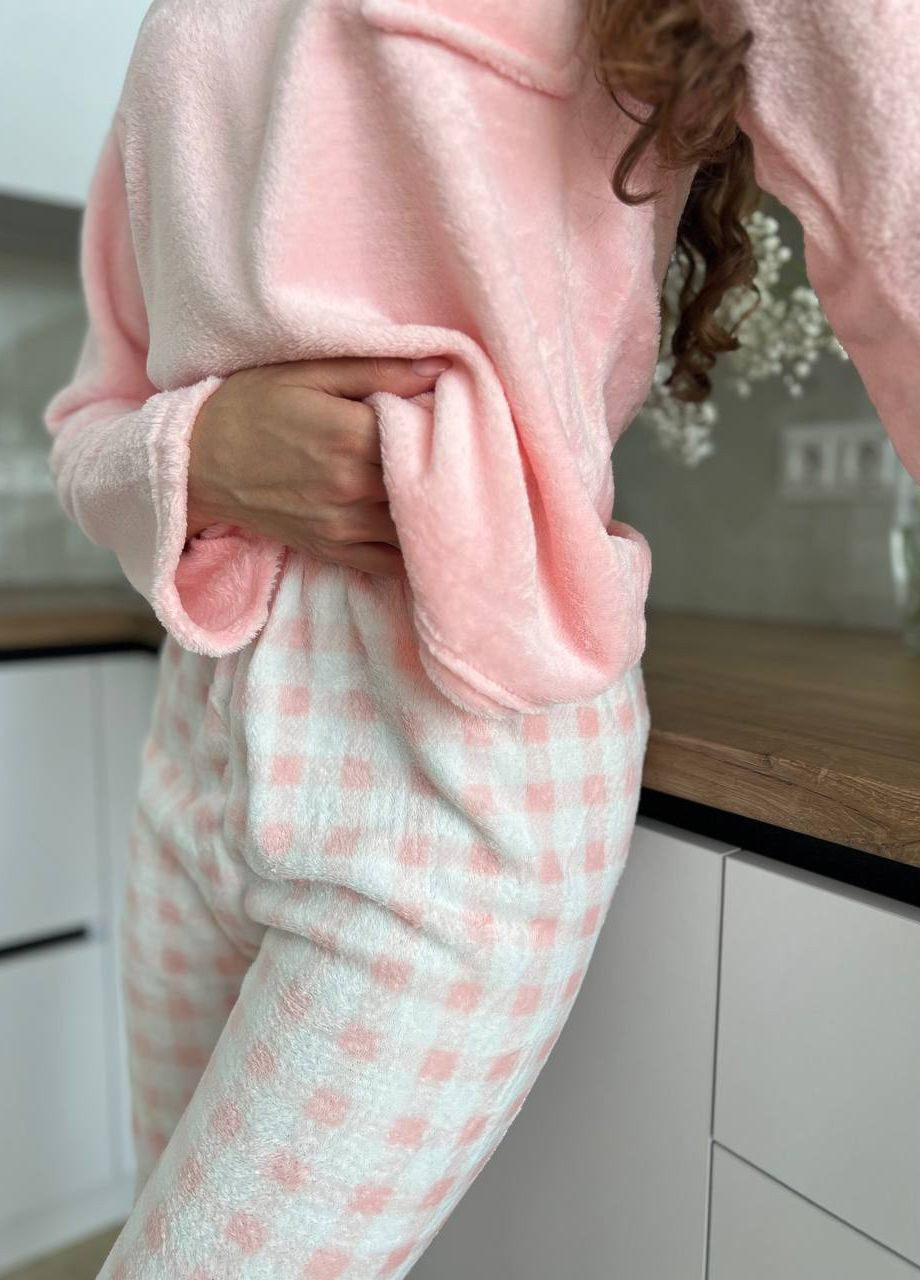 Світло-рожева зимня ніжна піжамка -костюм для дому кофта + брюки Vakko