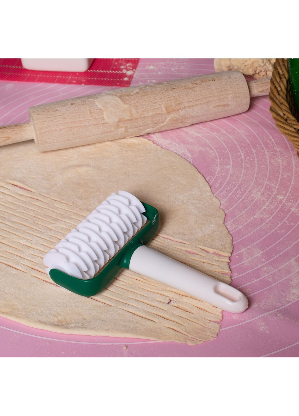 Скалка валик накатка нож ролик резак кондитерский для нарезки теста сеткой широкий Cookie Fliya (265624466)