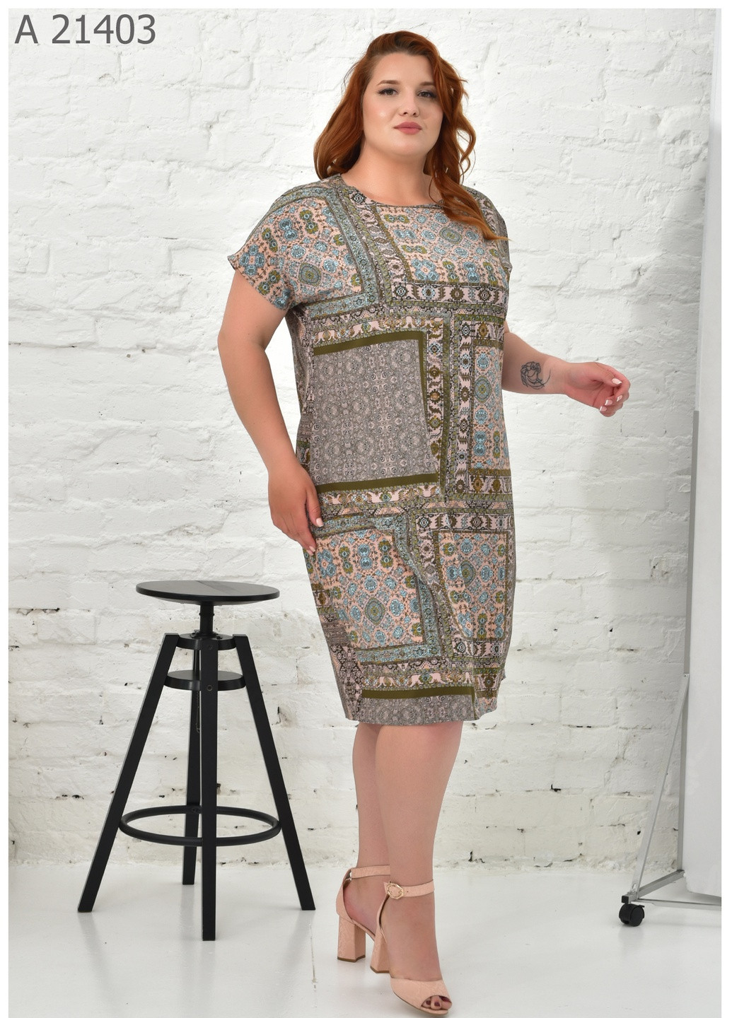 Оливкова (хакі) повсякденний жіноче літне плаття великого розміру SK