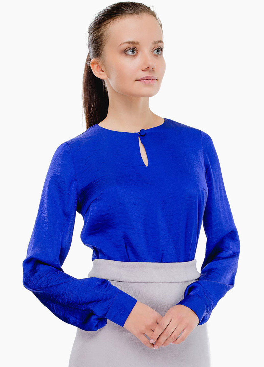 Синяя блуза атлассная Nai Lu-na by Anastasiia Ivanova