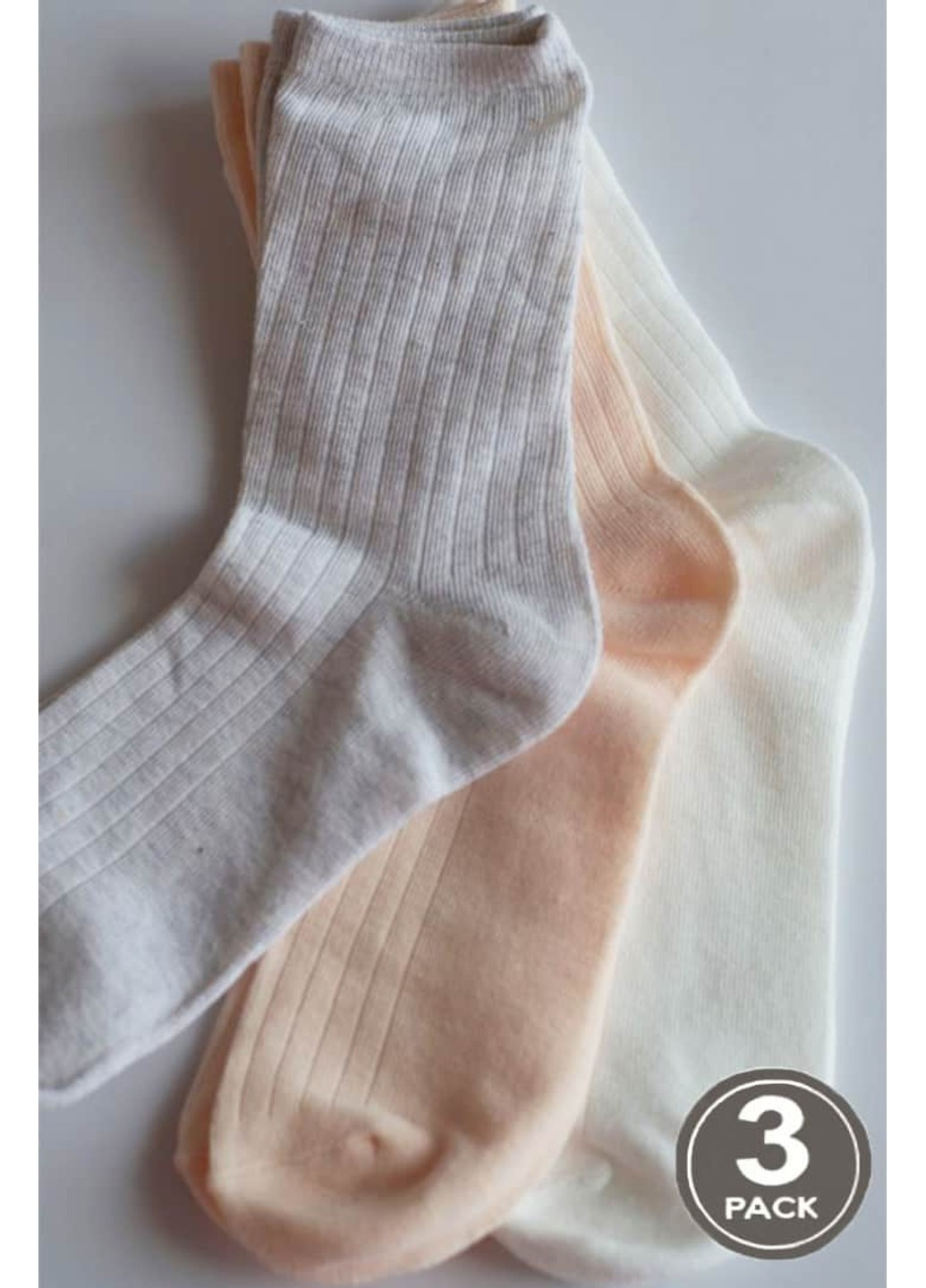 Шкарпетки жіночі бавовняні SOCKS COTTON RIB white/melange/peach (3пари) G08 Legs (265543970)