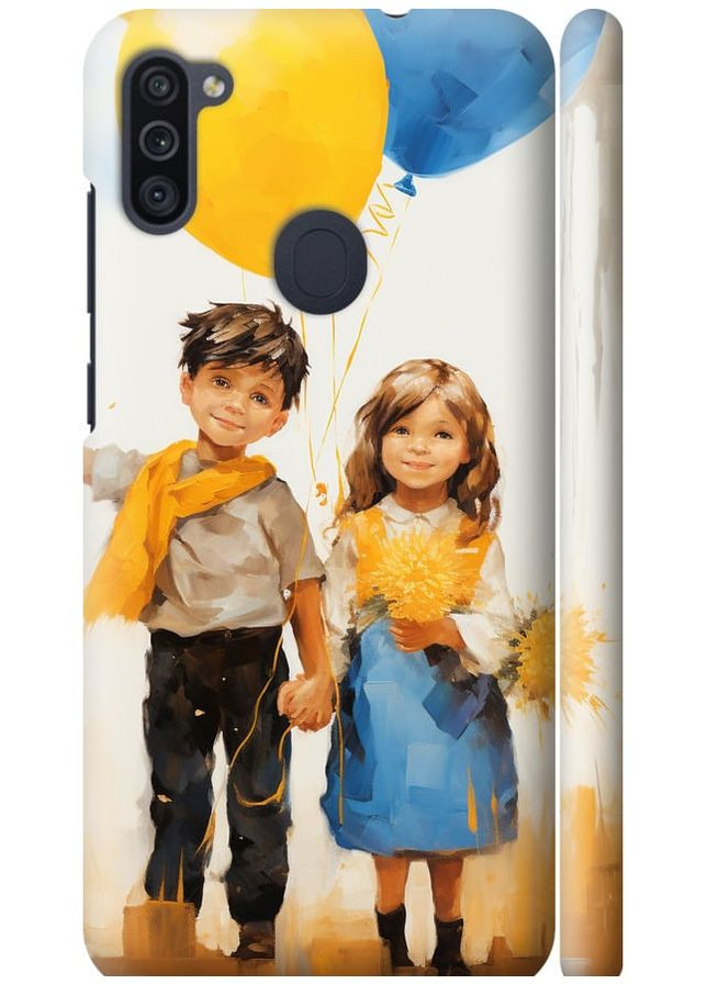 3D пластиковий матовий чохол 'Діти з кульками' для Endorphone Samsung Galaxy A11 A115F (267237531)