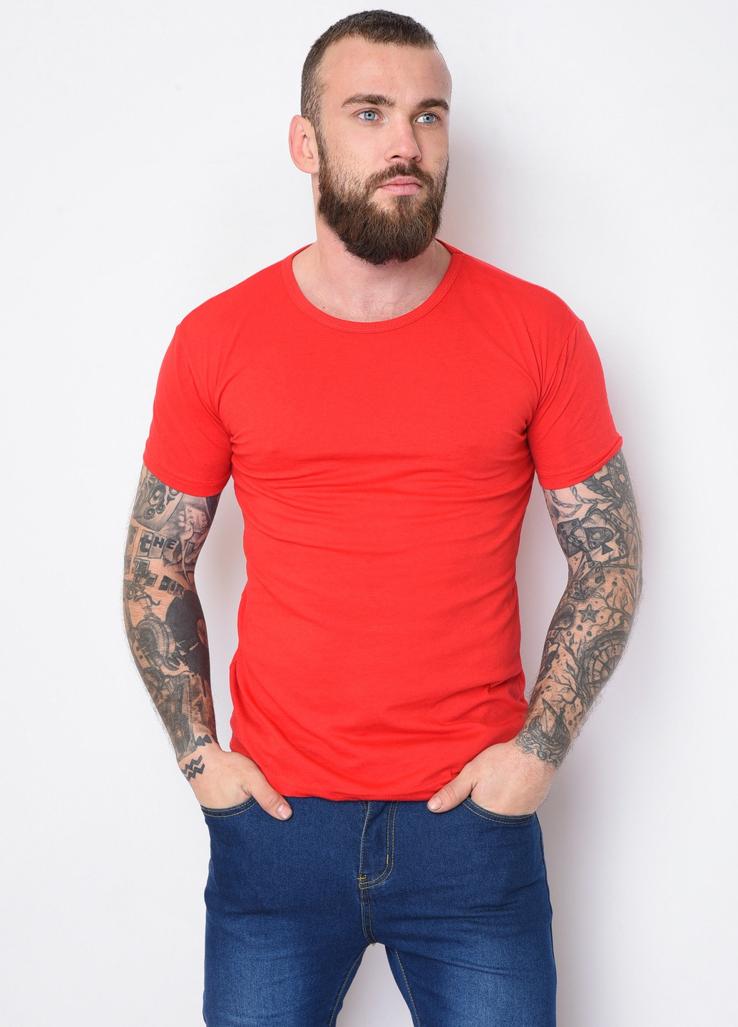 Червона футболка чоловіча червоного кольору однотонна Let's Shop