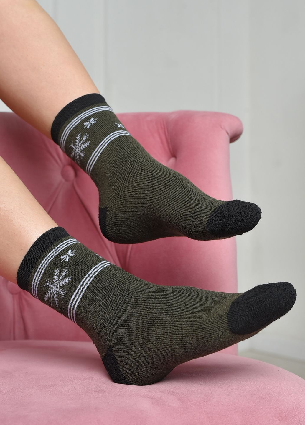 Шкарпетки махрові жіночі кольору хакі розмір 23-25(36-39) Let's Shop (271665185)