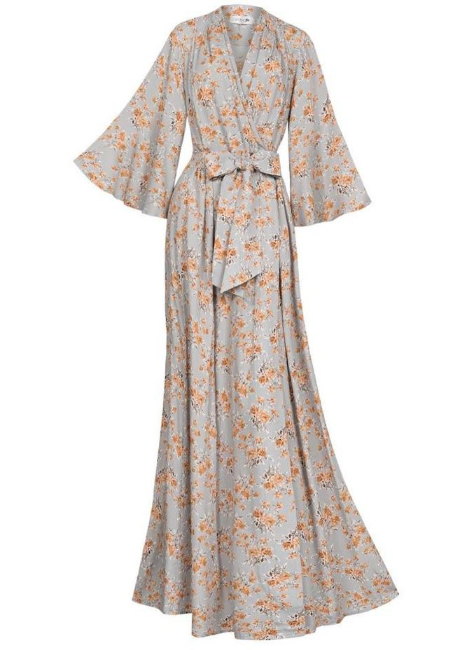 Халат-кимоно длинный на запах с объемной юбкой и широкими рукавами три четверти "Autumn forest" Garna (260600265)