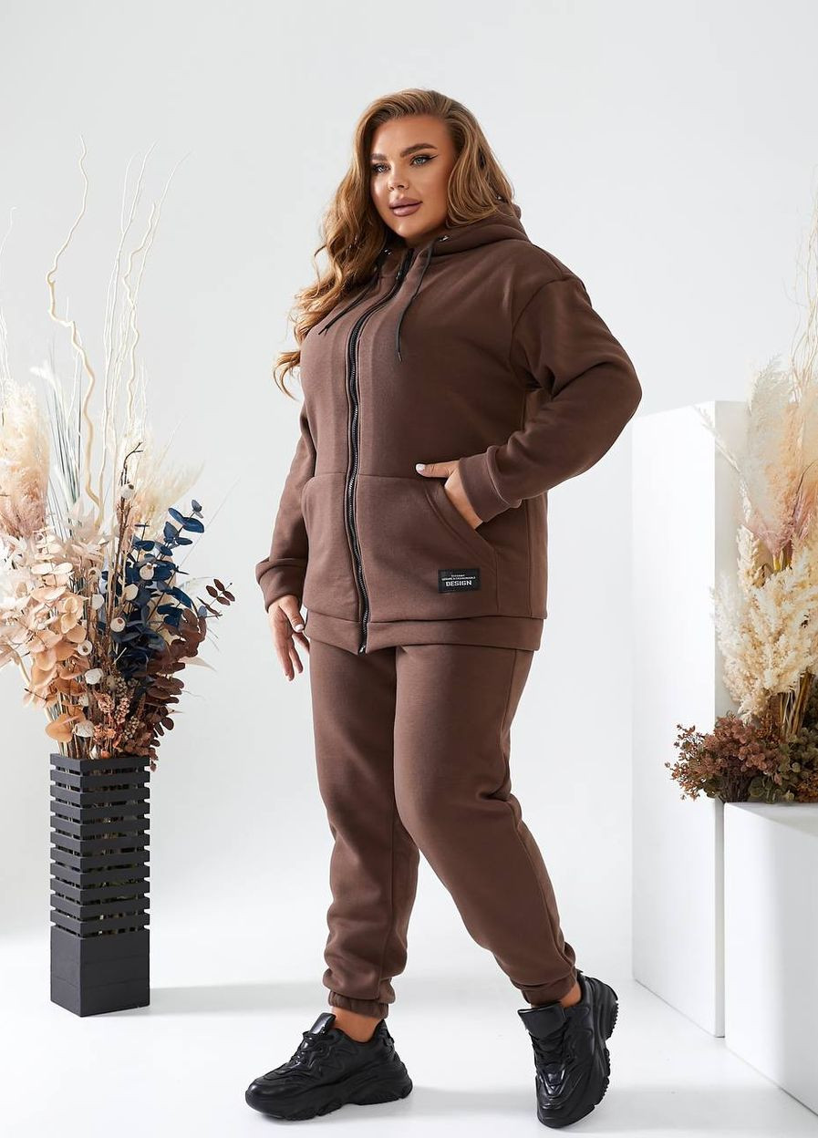 Женский теплый костюм на флисе цвет шоколад р.48/50 442868 New Trend (265014234)