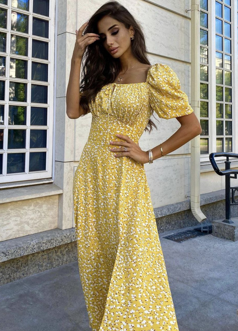 Желтое повседневный сукня popluzhnaya