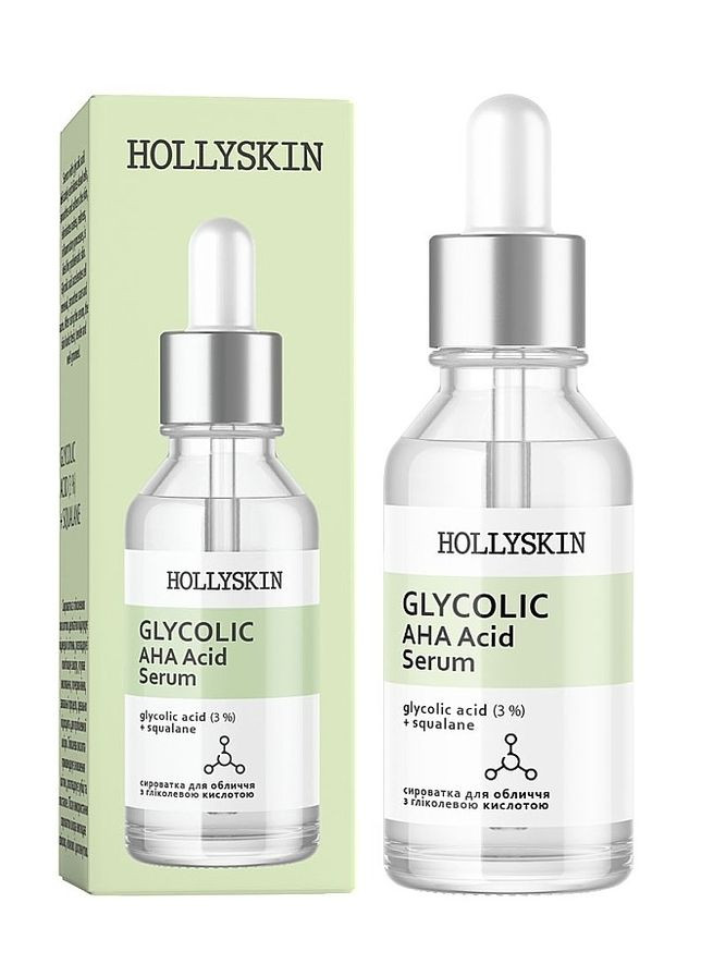 Сироватка для обличчя на основі гліколевої кислоти Glycolic AHA Acid Serum, 30 мл Hollyskin (260410161)
