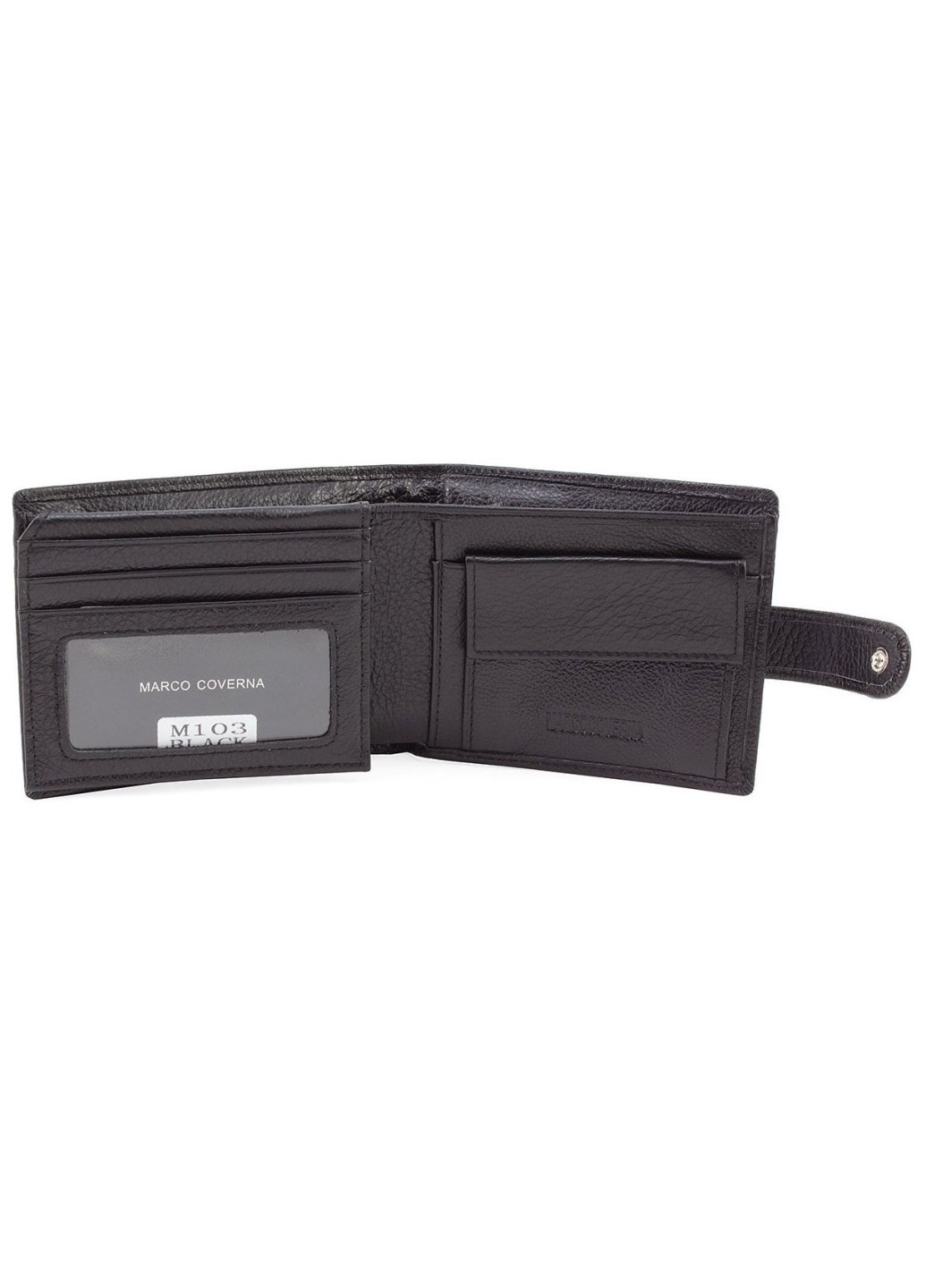 Вместительный кошелек из кожи с секцией для документов 12х10 M103 (21597) черный Marco Coverna (259737040)