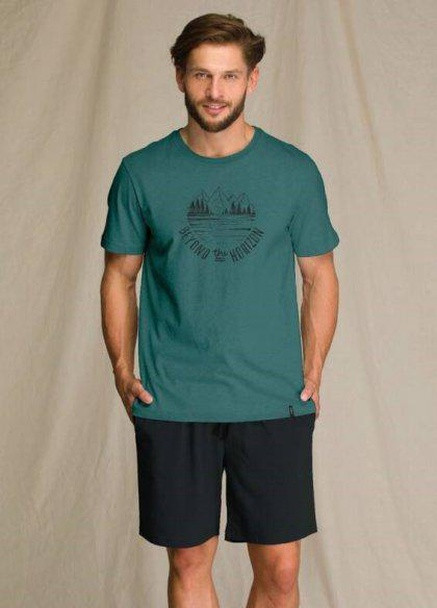 Пижама мужская шорт и футболка с коротким рукавом XL Изумруднй с чернм MNS 709 A21 (С) Key (257043128)