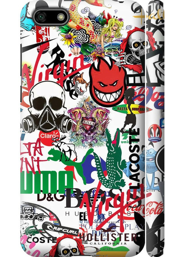 3D пластиковий матовий чохол 'Many different logos' для Endorphone Huawei Y5 2018 (257905444)