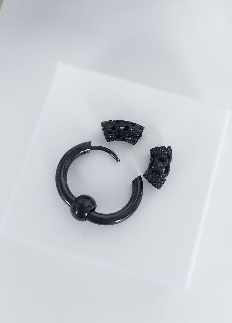 Сережки кільця чоловічі із нержавіючої сталі (пара) MK1232-2 чорний DeKolie (260517562)