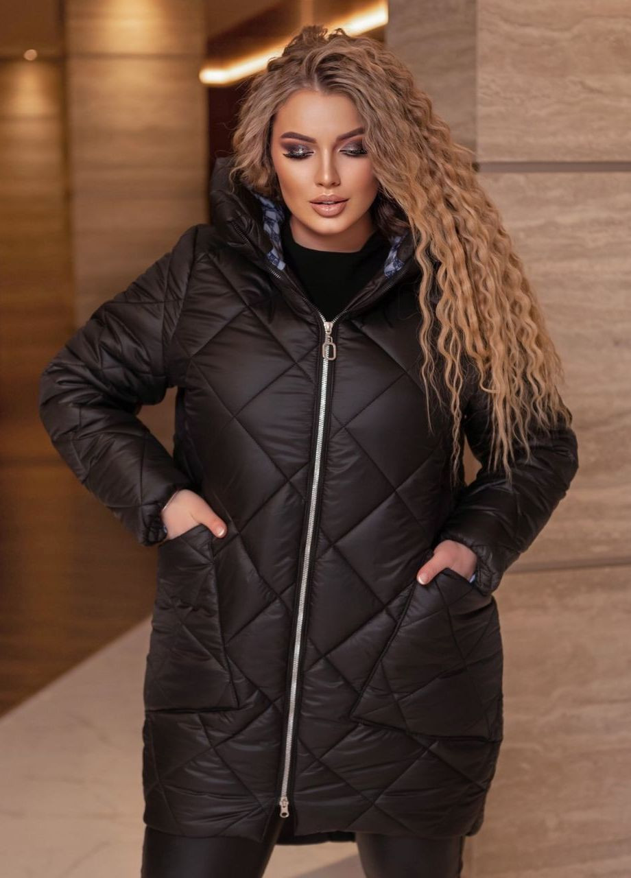 Черная женская куртка с капюшоном цвет черный р.52 440000 New Trend