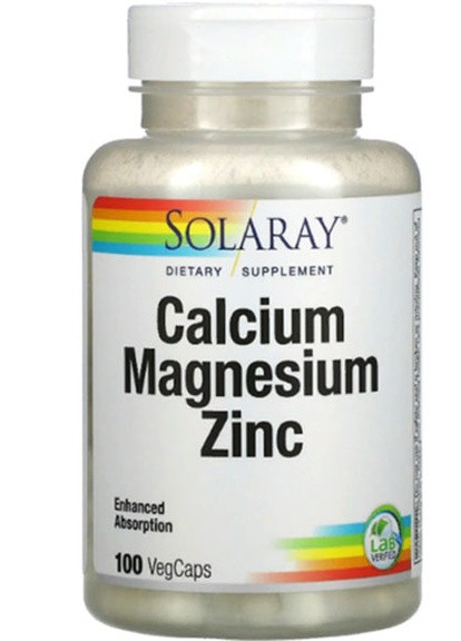 Calcium Magnesium Zinc 100 Veg Caps Solaray (256724350)