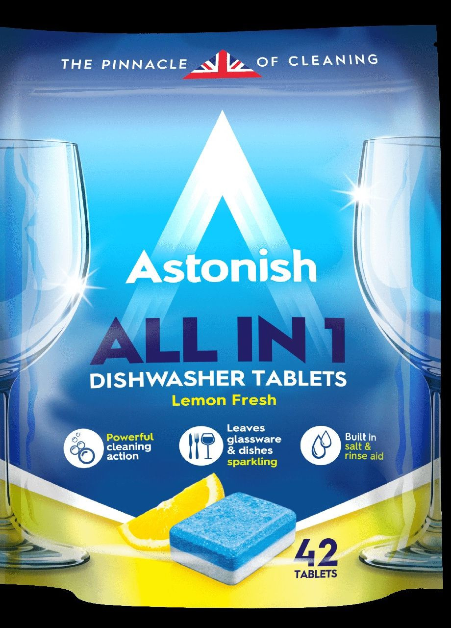 Таблетки для посудомоечных машин All In 1 Лимон 42 шт. Astonish (267227641)