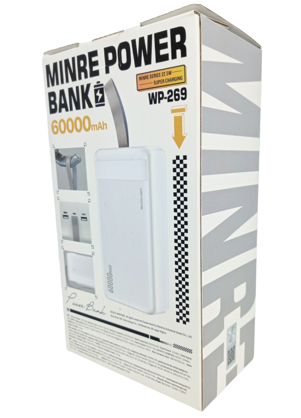 Power Bank 60000 mAh 22,5 W WEKOME Minre WP-269 реальна ємність швидке заряджання зовнішній акумулятор павербанк No Brand (266144790)