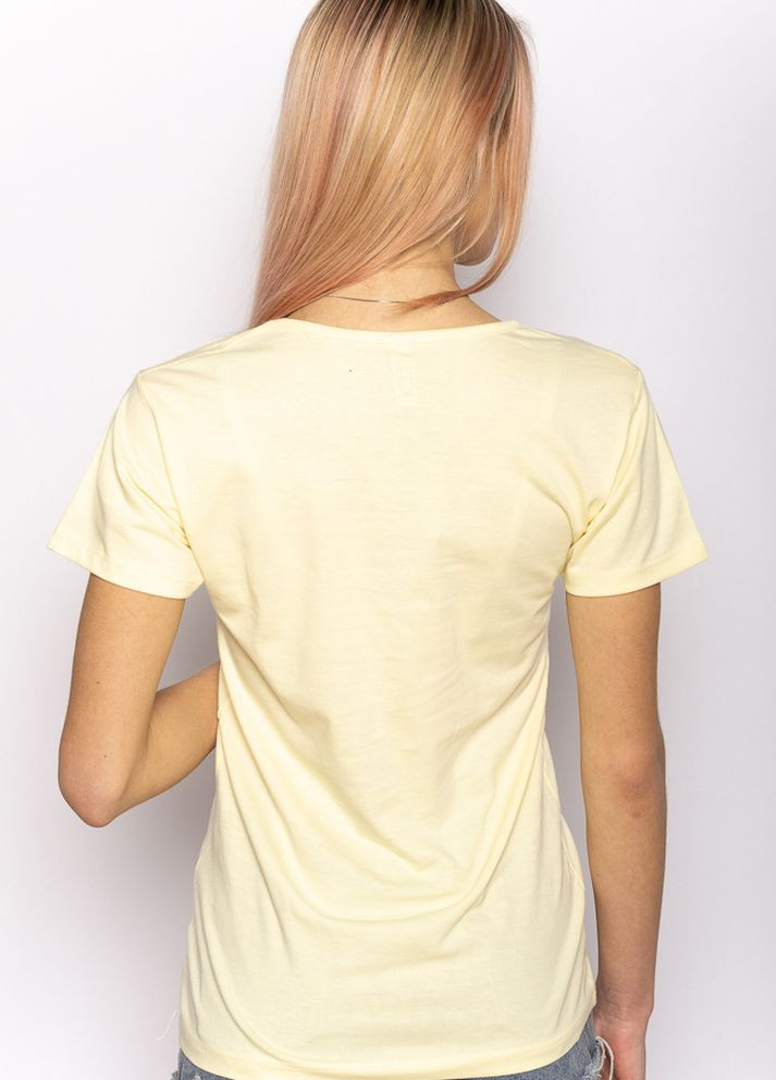 Жовта літня жіноча футболка з текстовим принтом (жовтий) Time of Style
