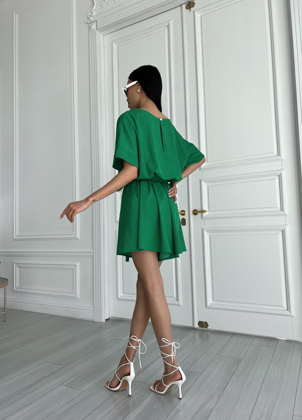 Літній комбинезон у горошок Jadone Fashion горошок зелений повсякденний софт