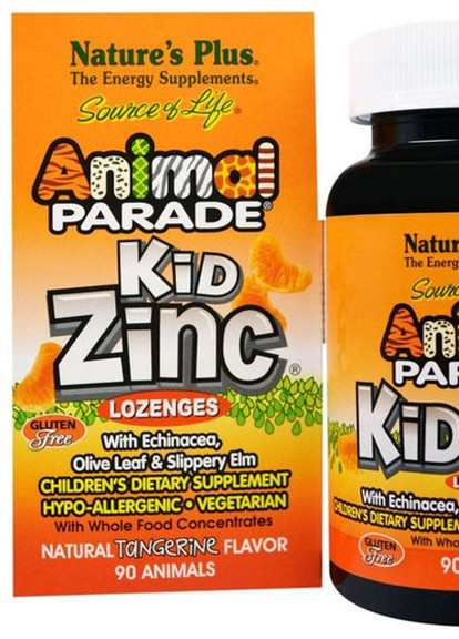 Nature's Plus Animal Parade, Kid Zinc 90 Lozenges Tangerine Natures Plus (256722022)
