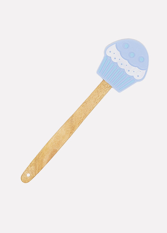 Лопатка силіконова з дерев'яною ручкою колір блакитний ЦБ-00201014 No Brand (259422720)