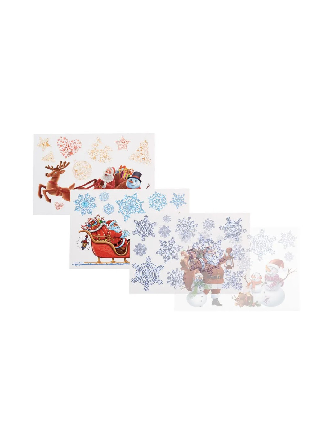 Набор наклеек новогодних "Дед мороз и снеговик" 4 шт. 22,5 х 33 см Melinera (257374915)
