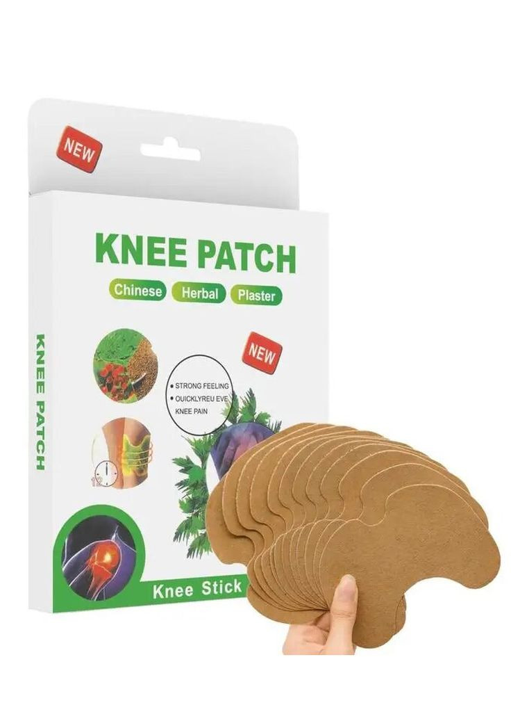 Знеболюючий пластир для коліна з екстрактом полину Knee Patch 10 шт Let's Shop (267723341)