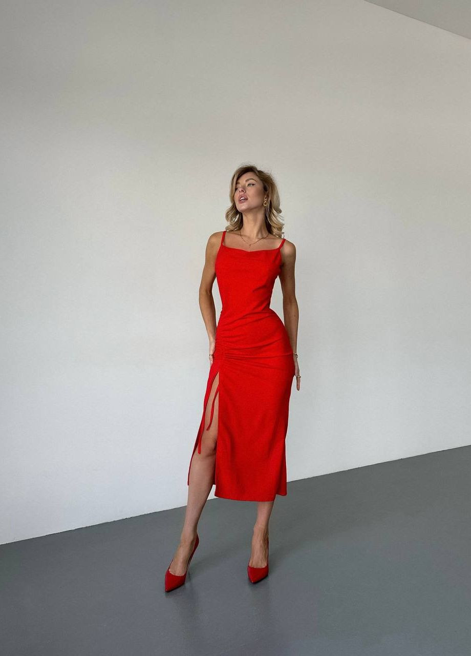 Червона жіноча сукня креп-дайвінг No Brand
