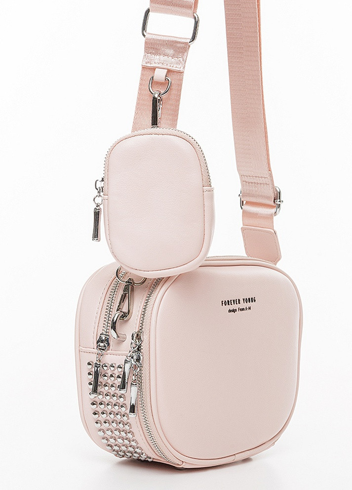 Жіноча сумка крос-боді + чохол для ключів колір світло-рожевий ЦБ-00222682 Johnny (259786277)