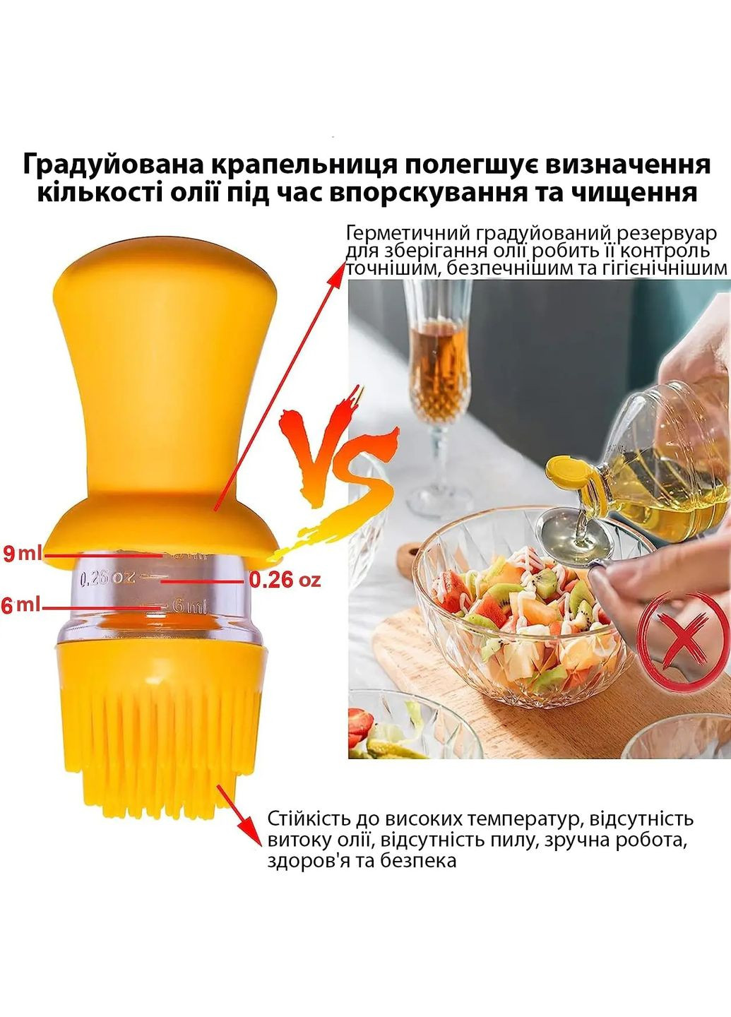 Диспенсер дозатор для масла уксуса соуса стеклянная бутылка с силиконовой щеткой 2в1 630 мл DanMenQing (260023491)