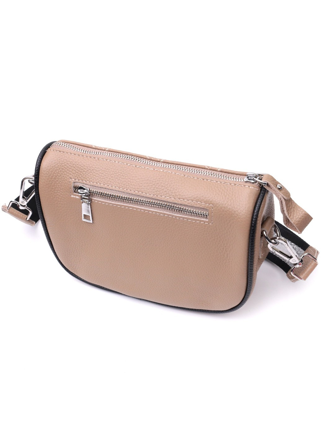 Полукруглая сумка кросс-боди для женщин из натуральной кожи 22392 Бежевая Vintage (276461713)