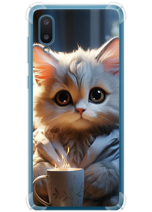 Силикон с усиленными углами чехол 'White cat' для Endorphone Samsung Galaxy A02 A022G (265394519)