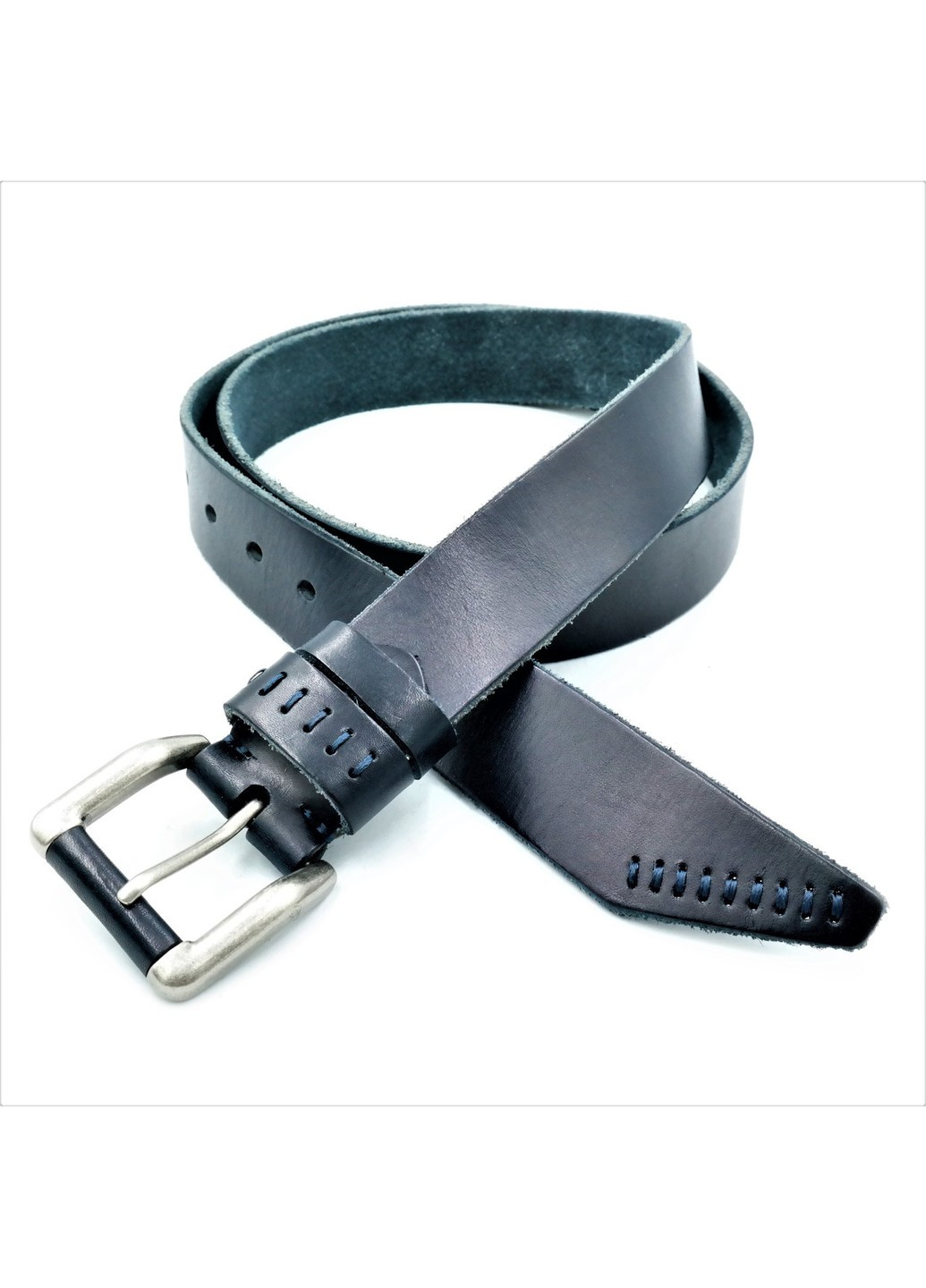Ремень мужской кожаный Weatro Темно-синий 115,120 см lmn-mk38ua-024 Le-Mon (272596473)