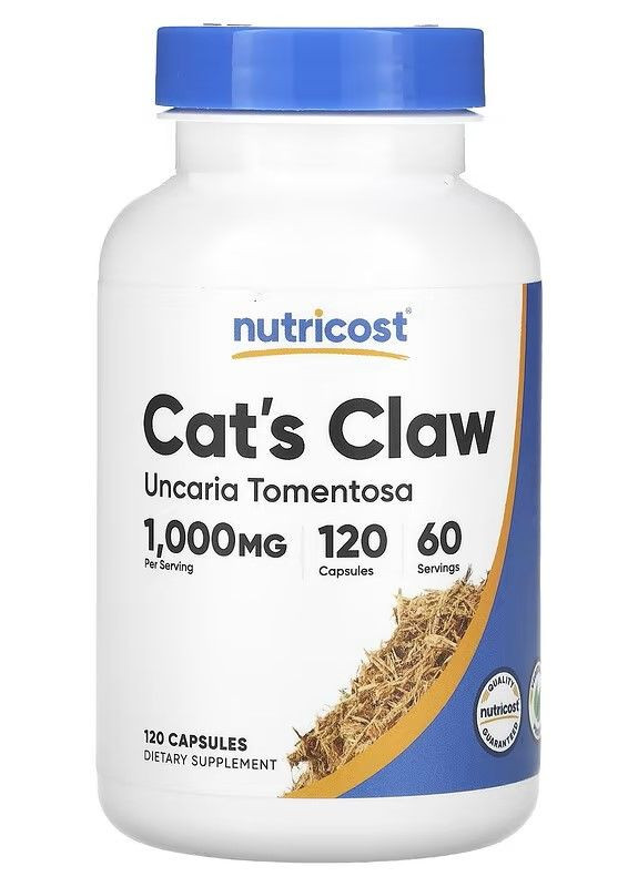 Котячий кіготь Cat's Claw 1,000 mg 120 Capsules (500 mg per Capsule) Nutricost (274539136)
