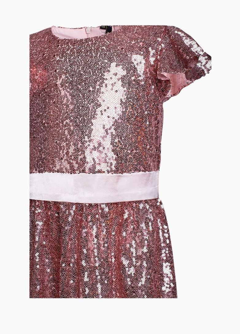 Пудровое платье пудровое в пайетках с атласным поясом Yumster (260375269)
