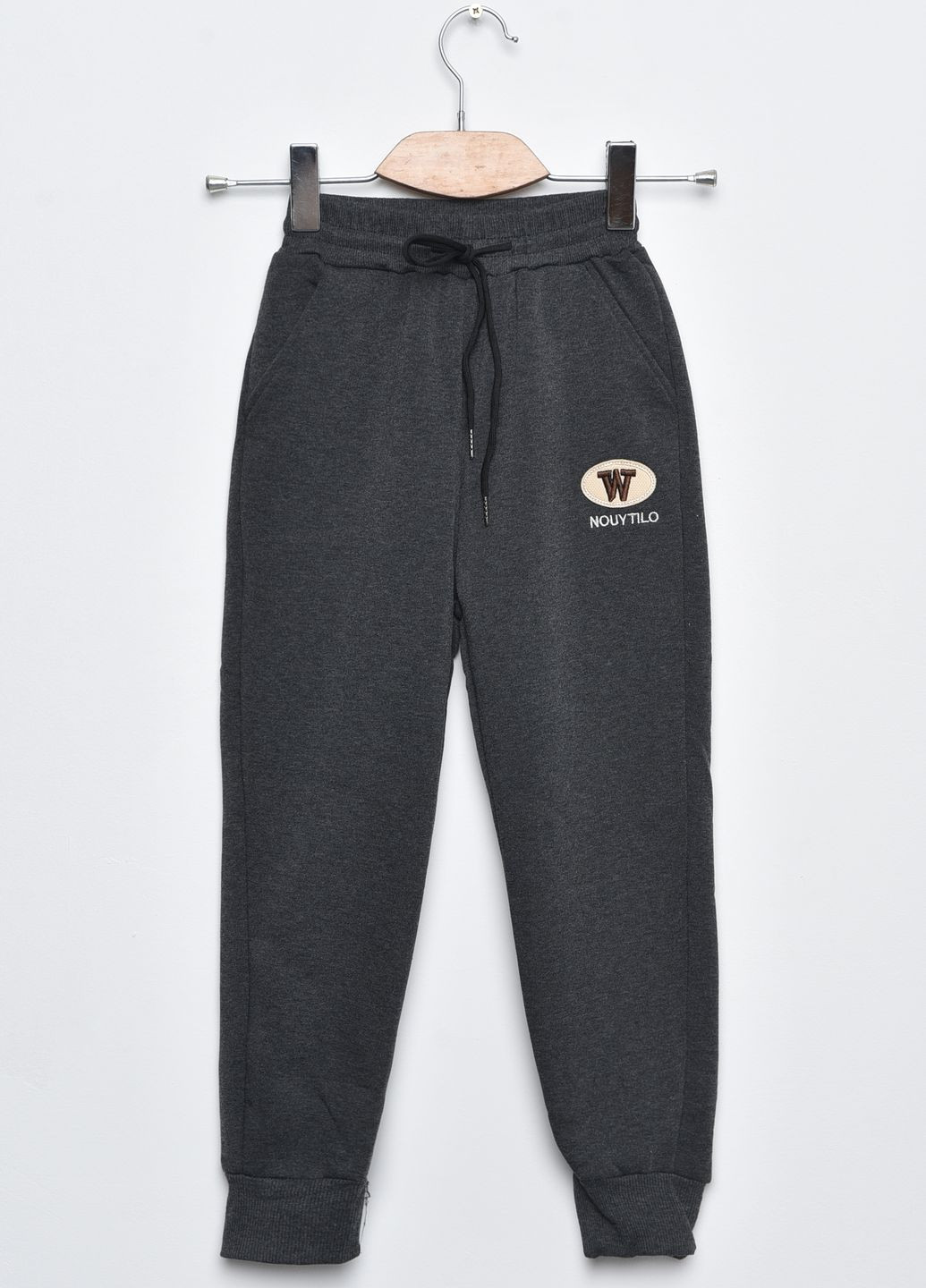 Спортивні штани дитячі для хлопчика на флісі темно-сірого кольору Let's Shop (273901244)