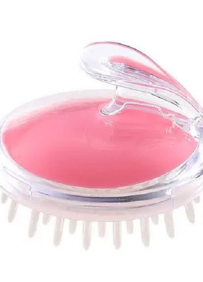 Силіконова щітка-масажер для шампуновання та миття голови кришталево-рожева No Brand (267499165)