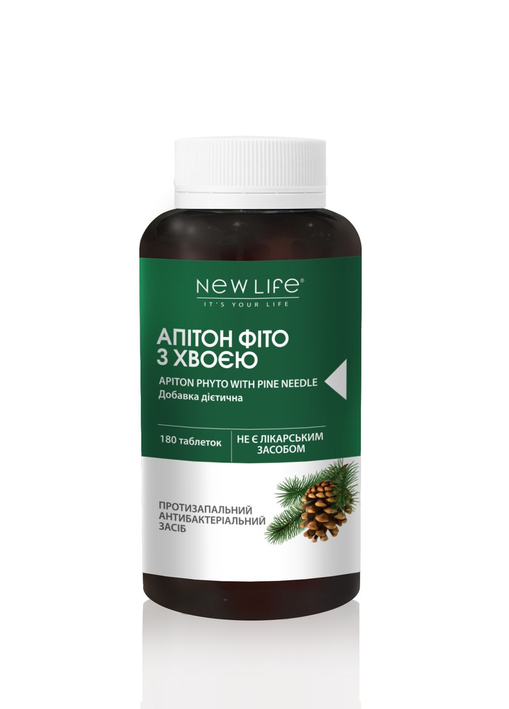 Дієтична добавка Апітон фіто з хвоєю - протизапальний, антибактеріальний засіб, 180 таблеток в баночці New LIFE (277369688)