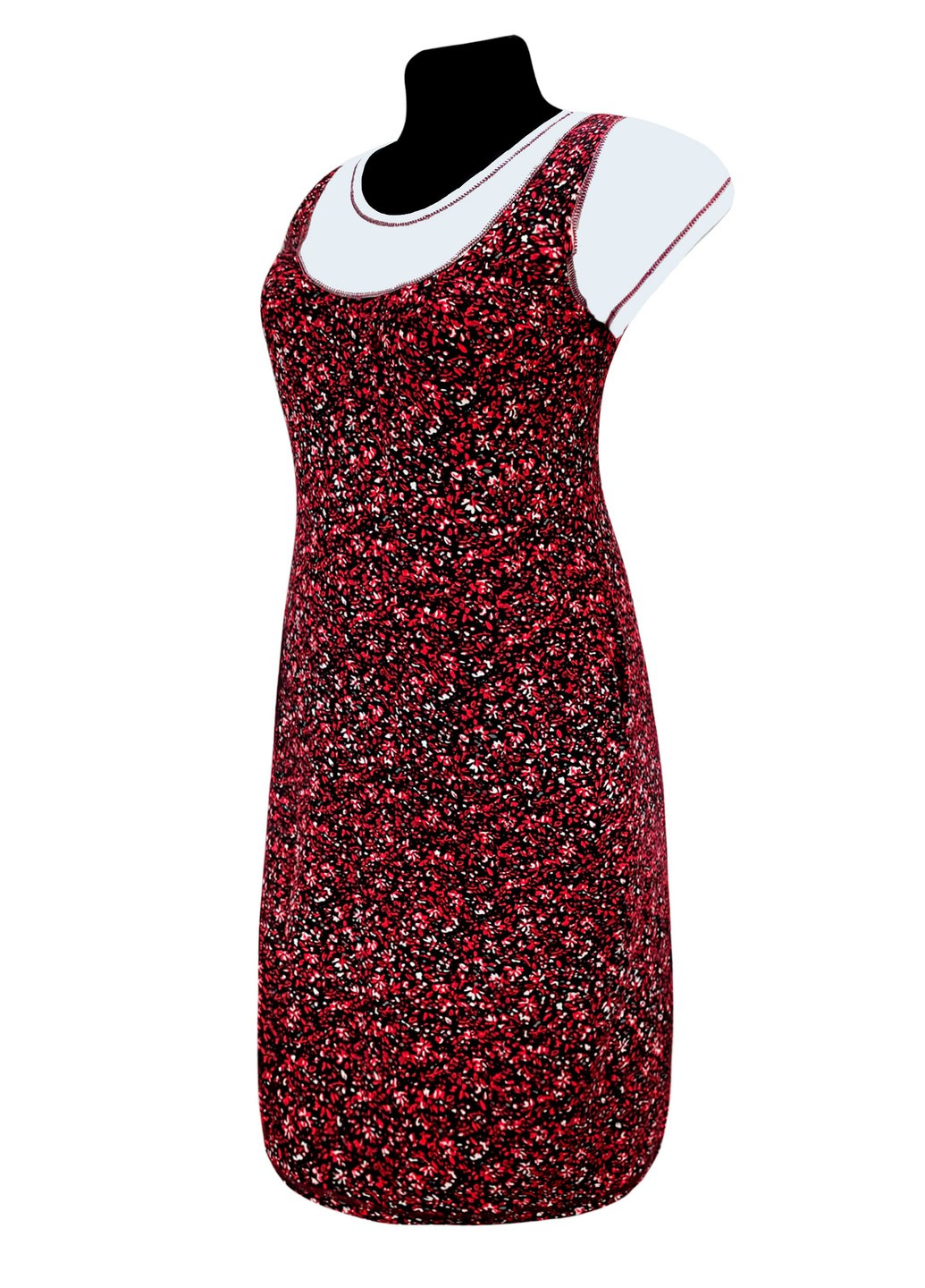 Вишнева повсякденний сукня віскоза монро Жемчужина стилей з абстрактним візерунком