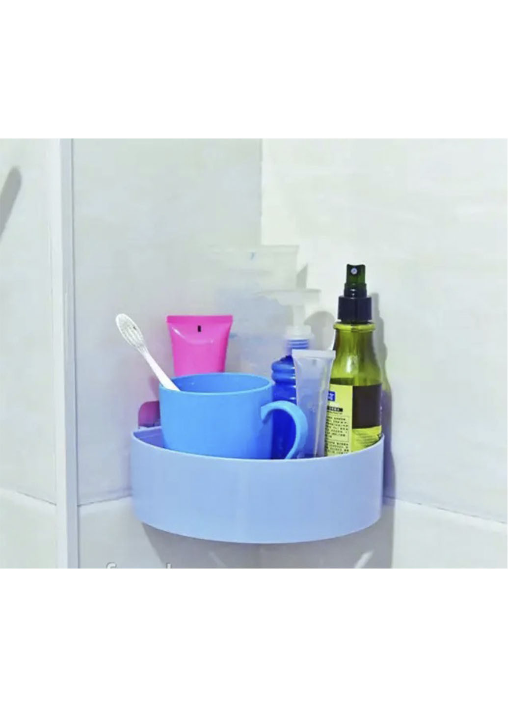 Настенная полка для ванной комнати угловая Синий (2012А) Good Idea Corner storage rack однотонная синяя