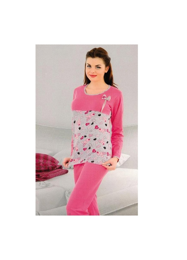 Розовая всесезон домашняя одежда - пижама женская 2250 s кофта + брюки Night Angel