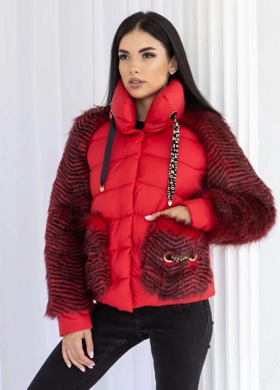 Красная зимняя зимняя куртка женская SK