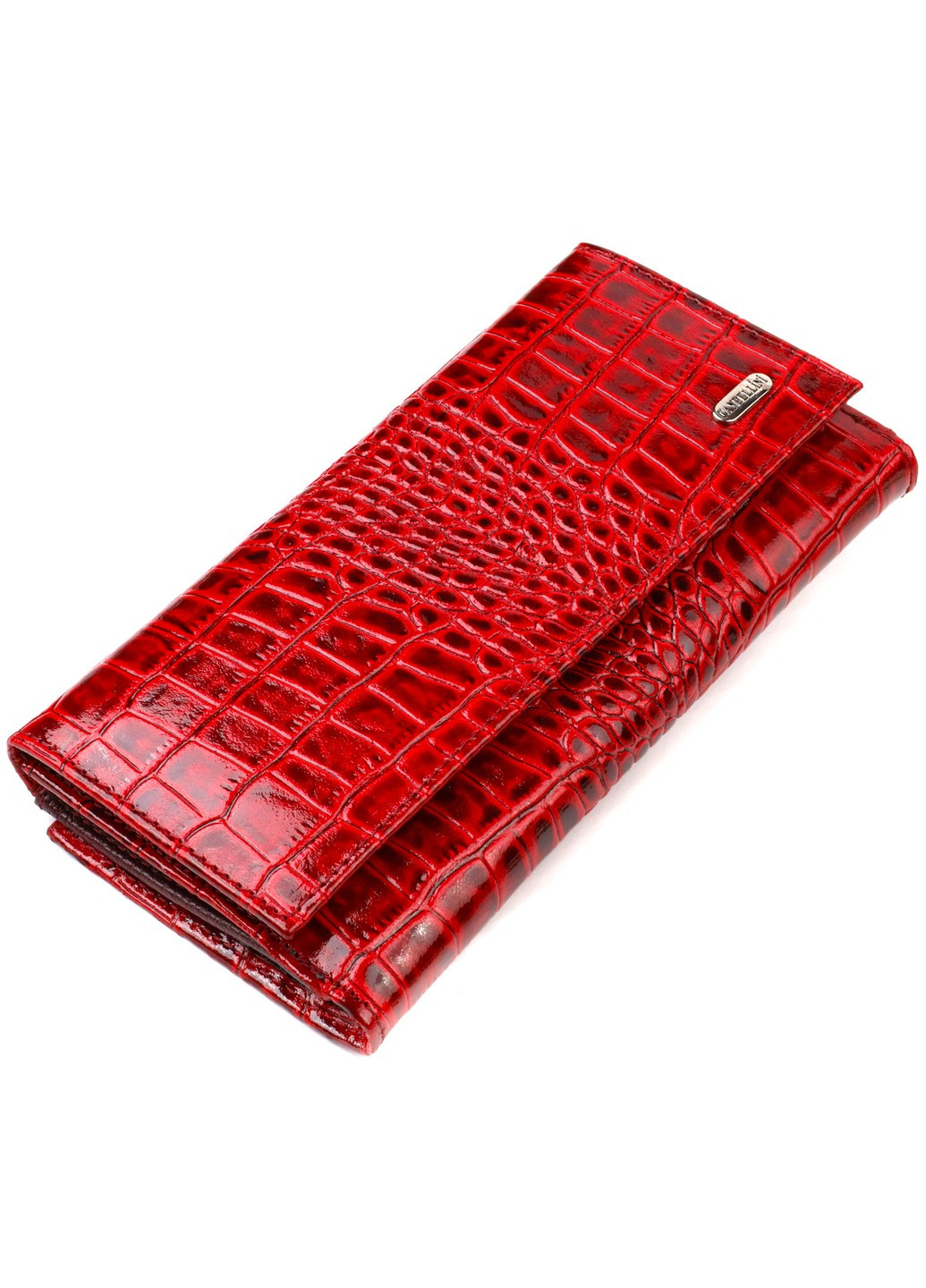 Яркое женское портмоне из натуральной кожи с тиснением под крокодила 21852 Красный Canpellini (259815806)