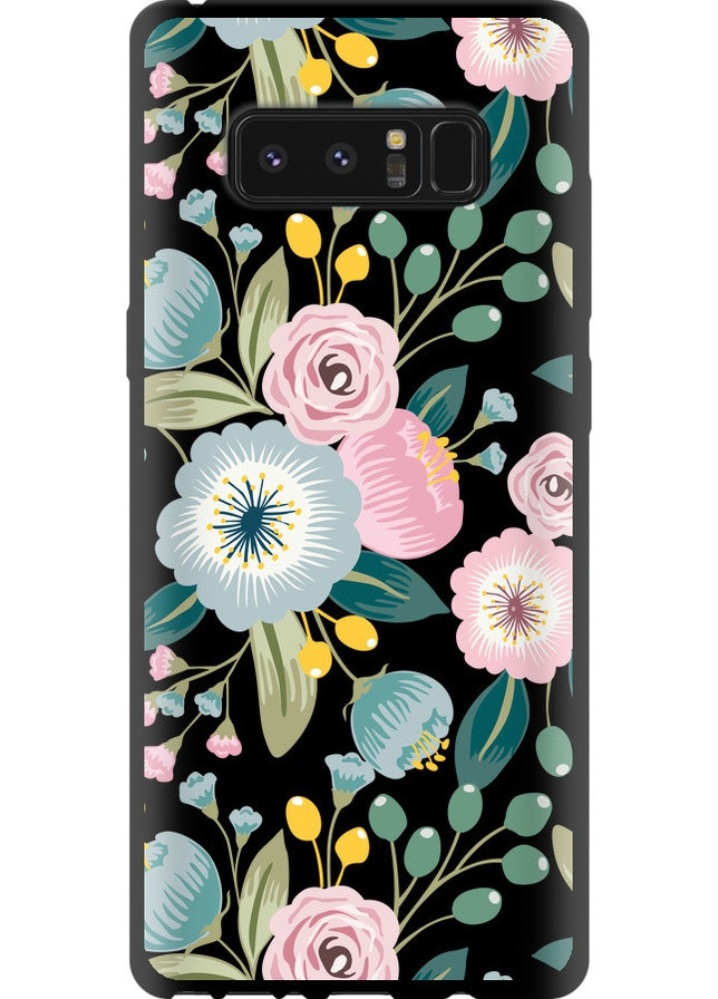 TPU черный чехол 'Цветочные обои v2' для Endorphone Samsung Galaxy Note 8 (258087530)
